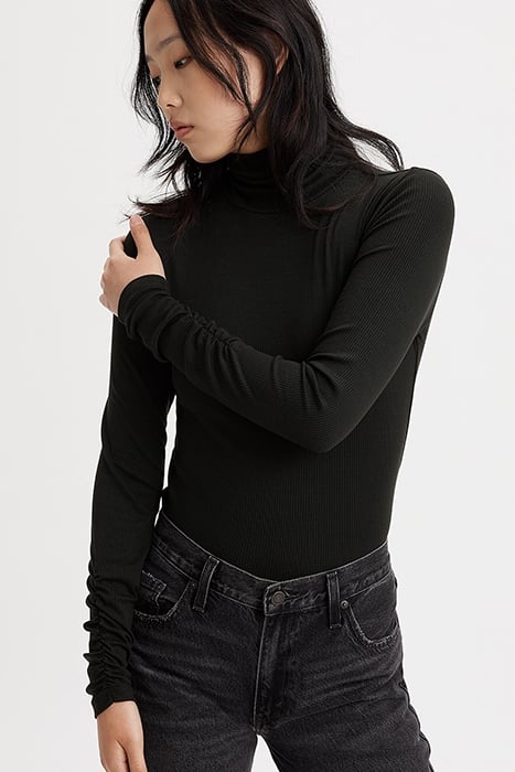 RUCHED LONG-SLEEVED TOP BLACK 4