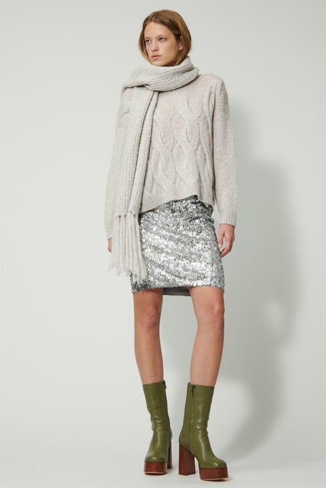 SEQUIN MINI SKIRT THE MACRO SILVER SEQUINS 1