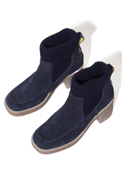 KNITTED SUEDE HEELED BOOT DARK NAVY 3