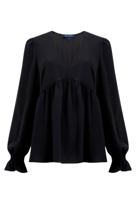 CREPE LIGHT V NECK TOP BLACK 3
