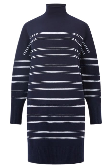 BABYSOFT STRIPED HI NECK DRESS DK NAVY/WINTER WHITE 3