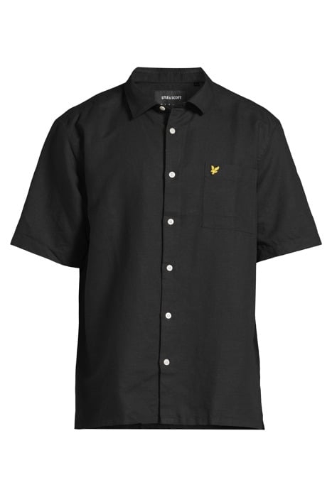 COTTON LINEN SHORT SLEEVE SHIRT JET BLACK 3