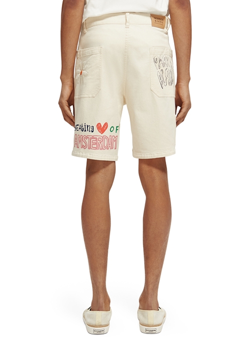 FAVE - PLACEMENT PRINTED ORGANIC COTTON TWILL SHORT YELLOW E 2