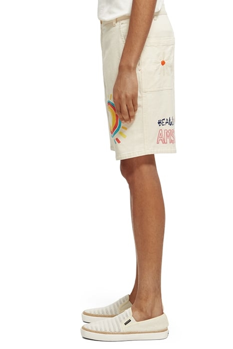 FAVE - PLACEMENT PRINTED ORGANIC COTTON TWILL SHORT YELLOW E 6