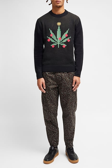 XMAS CANNABIS LEAF JUMPER BLACK 1