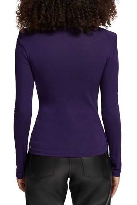 SHOULDER PADDED LONG SLEEVE TOP AUBERGINE 2
