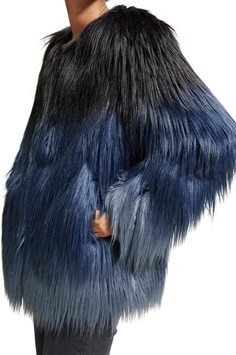 GRADIENT FAUX FUR JACKET DUSTY BLUE 8