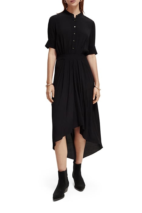 MIDI DRESS WITH HIGH LOW HEM BLACK 1