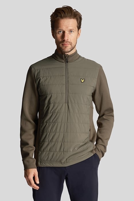 BAFFLE QUILTED QUARTER ZIP MIDLAYER CACTUS GREEN 1