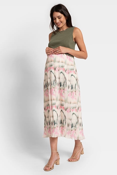 MATERNITY KNIT TOPPER WITH CHIFFON SKIRT KHAKI 4