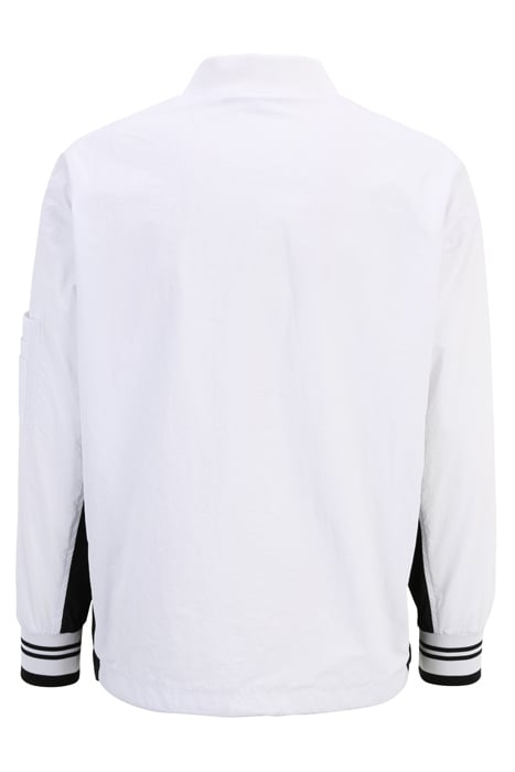 HALF ZIP CRINKLE NYLON TOP WITH CONTRAST INSERTS WHITE/BLACK 5