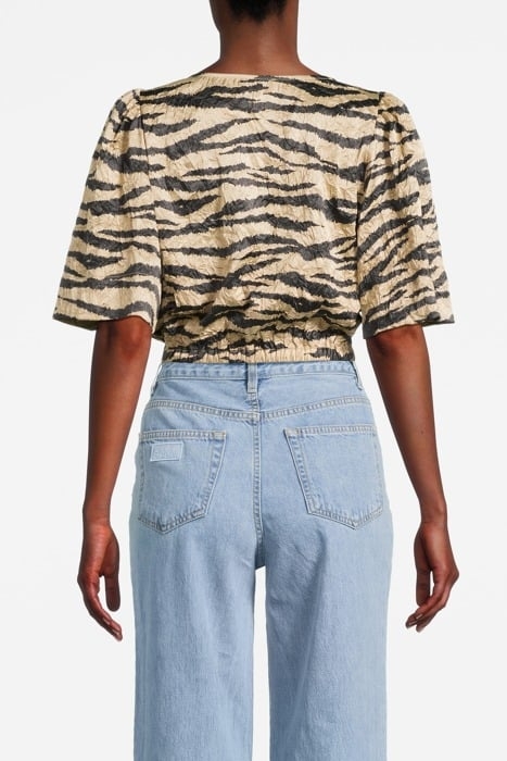 CRINKLED SATIN BLOUSE PALE KHAKI 2