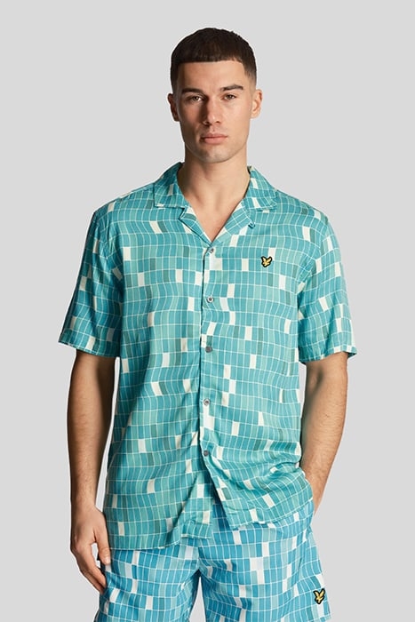 POOL PRINT SHIRT TILE BLUE 1