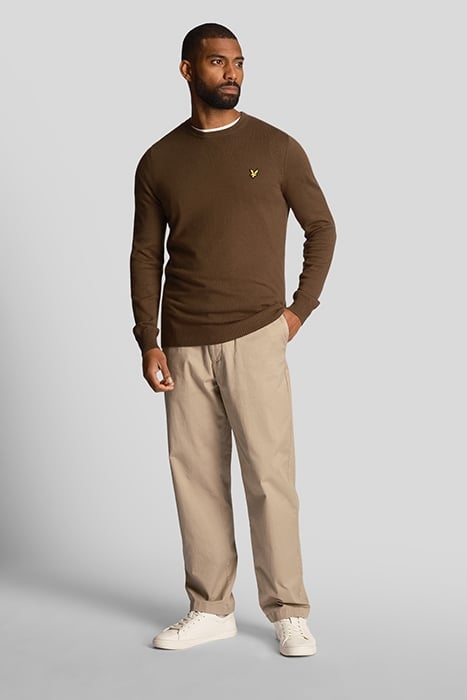 COTTON MERINO CREW JUMPER OLIVE 3