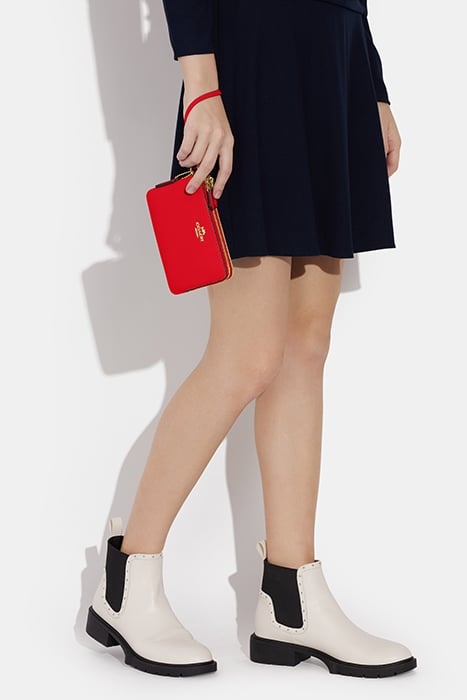 LEATHER DOUBLE CORNER ZIP WRISTLET ELECTRIC RED 2