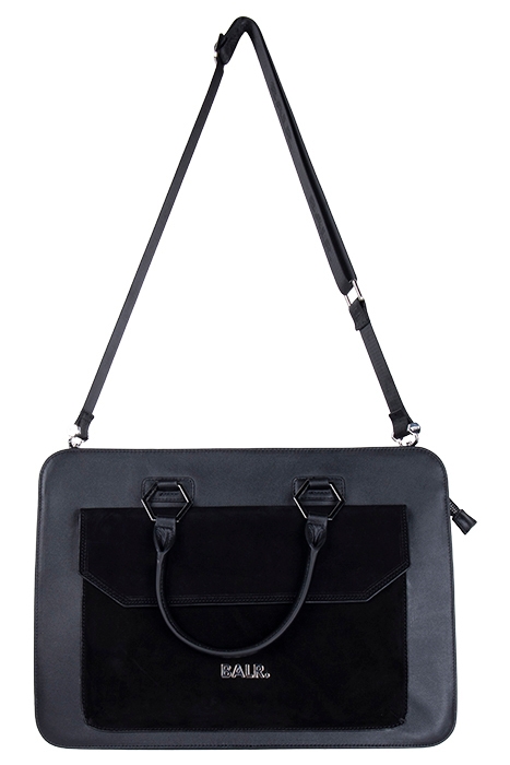 UNISEX SORRENTO LEATHER BRIEFCASE JET BLACK 3