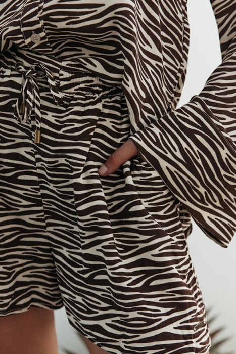 TILLY ZEBRA SLIT SHORT DARK BROWN 3