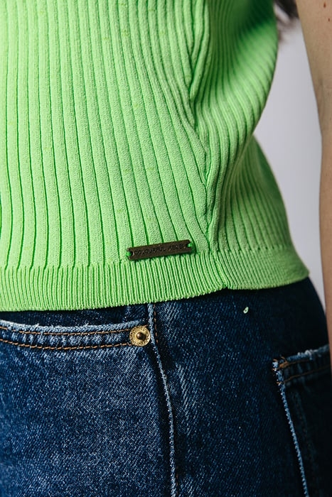 NORA FINE KNIT CROPPED POLO MINT 5