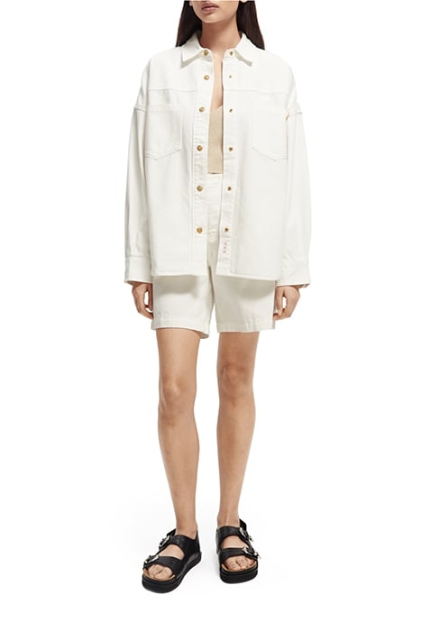 WHITE DENIM OVERSHIRT WITH WESTERN DETAILS WHITE BEACH 3