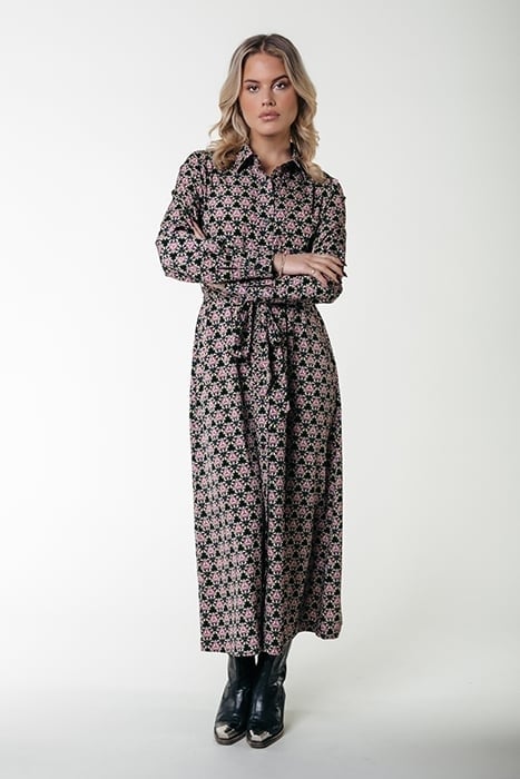DESIREE GRAPHIC FLOWER LONG SLEEVE MAXI SHIRT DRESS LS CANDY 1