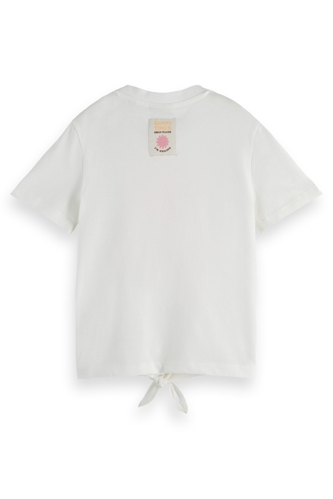 GIRLS SHORT-SLEEVED KNOTTED ARTWORK T-SHIRT IN ORGANIC COTTO 2