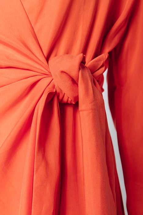 HETTE UNI WRAP MINI DRESS BRIGHT ORANGE 8