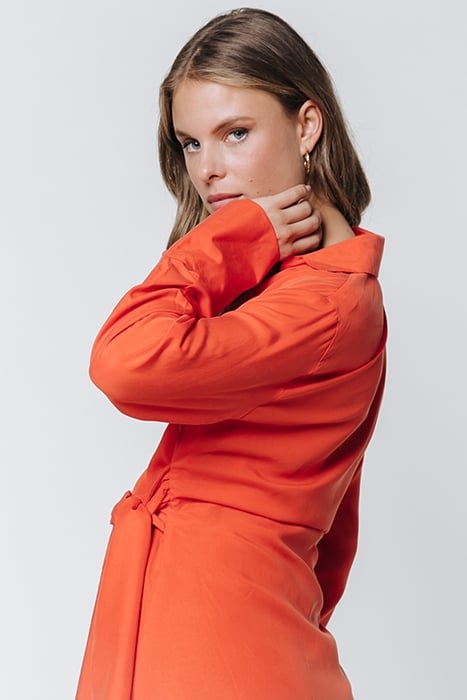 HETTE UNI WRAP MINI DRESS BRIGHT ORANGE 5