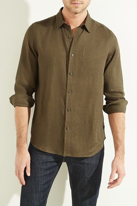 LS ISLAND LINEN SHIRT GREEN CANTEEN 1