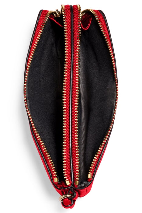 LEATHER DOUBLE CORNER ZIP WRISTLET ELECTRIC RED 3