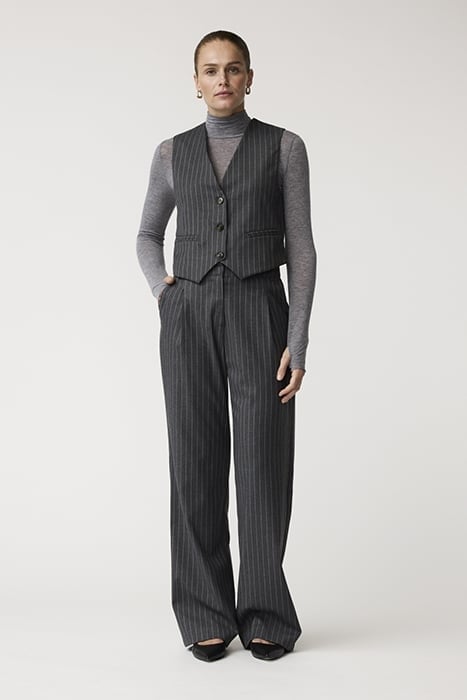 HAZEL PINSTRIPE GILET GREY MELANGE 1