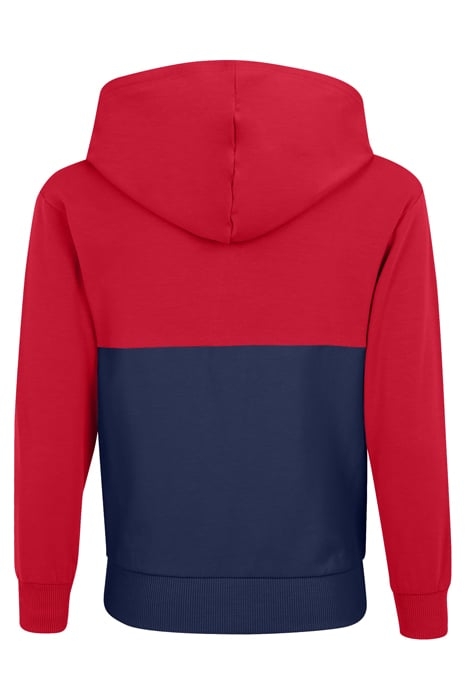 BAAR-EBENHAUSEN BLOCKED ZIP HOODY MEDIEVAL BLUE-TRUE RED-BRI 2