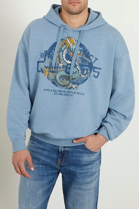 GUESS ROUND LOGO HOO WASHED INDIGO HEATHE 1