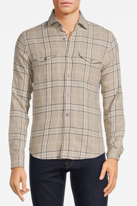 ORLANDO CHECKED BRUSHED COTTON SHIRT SAND - OUTLET PRICE 1