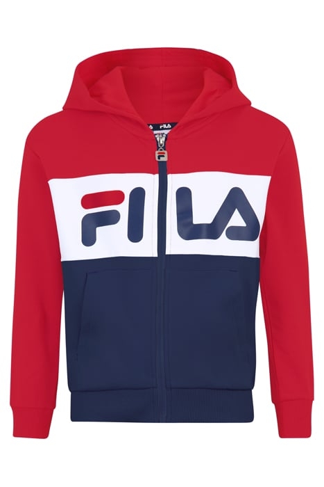 BAAR-EBENHAUSEN BLOCKED ZIP HOODY MEDIEVAL BLUE-TRUE RED-BRI 1