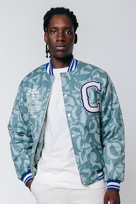 ASHER SWIRL PATCH BASEBALL BOMBER GREY BLUE 1