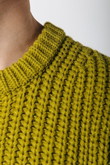 DEAN GARMENT DYE RIB KNIT SWEATER DARK LIME GREEN 3