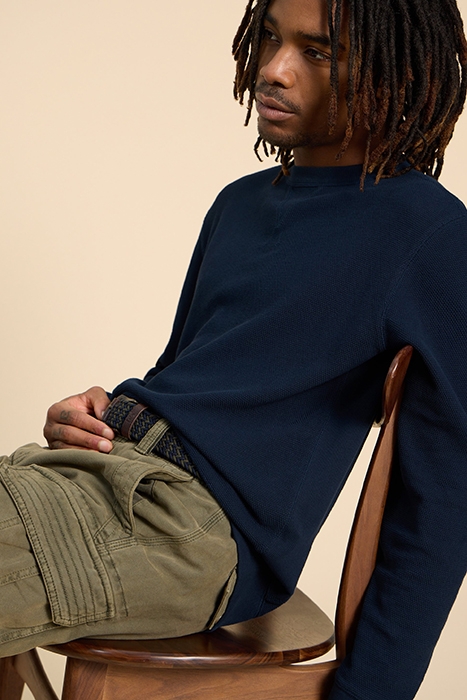 PIQUE CREW NECK SWEAT DEEP BLUE 6