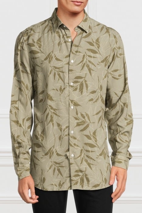 BENNY NEW COLLAR PAU OLIVE MACROLEAF CASUAL SHIRT PRINT 1