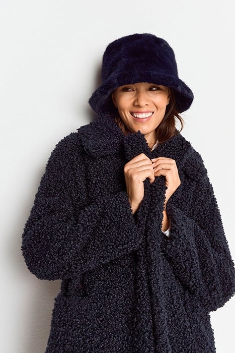 FAUX FUR BUCKET HAT MIDNIGHT BLUE 1