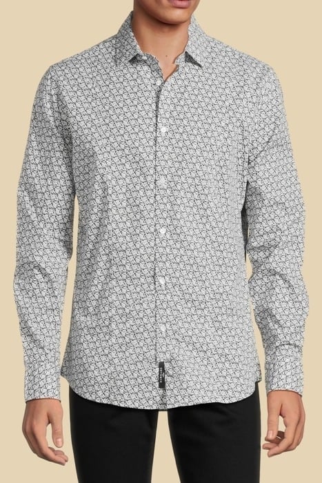 ITALIAN COLLA ROU AOP WHITE AND BLUE CASUAL SHIRT 1