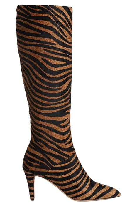 GINI POINTED KNEE BOOT NATURAL ZEBRA 1
