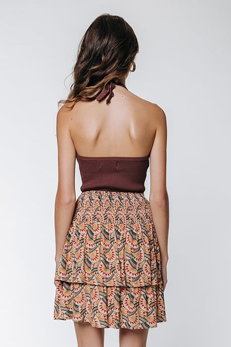 DAPHNE GRAPHIC FAN TWO LAYER MINI SKIRT VINTAGE PINK 2