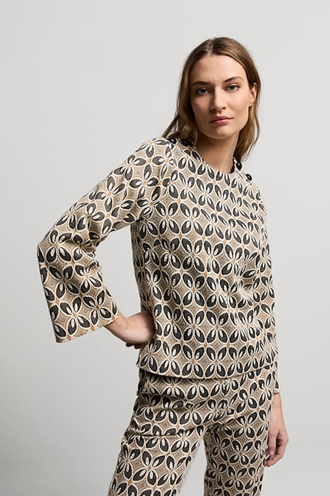 TOP LONG SLEEVE ORNAMENTAL JACQUARD SOFT CAMEL 1