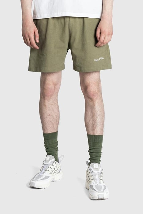 MUSEUM OF PEACE & QUIET – WORDMARK SWEATSHORTS OLIVE 1