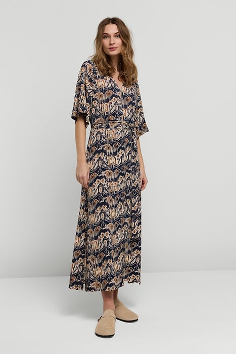 DRESS POLO COLLAR FLOWY IKAT NIGHT SKY 1