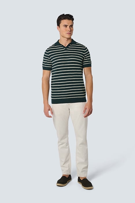 PULLOVER SHORT SLEEVE POLO 2 COLOURED STRIPE WITH LINEN NIGH 3