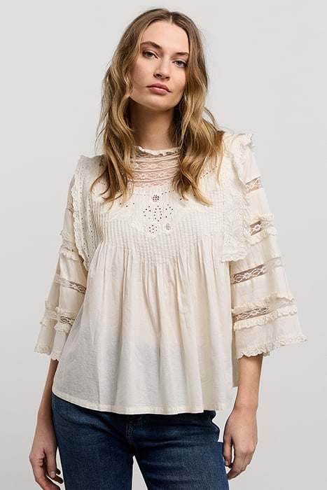 TOP COTTON VOILE WITH LACE IVORY 1