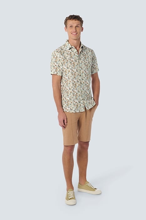 SHIRT SHORT SLEEVE ALLOVER PRINTED WITH LINEN GREEN 3