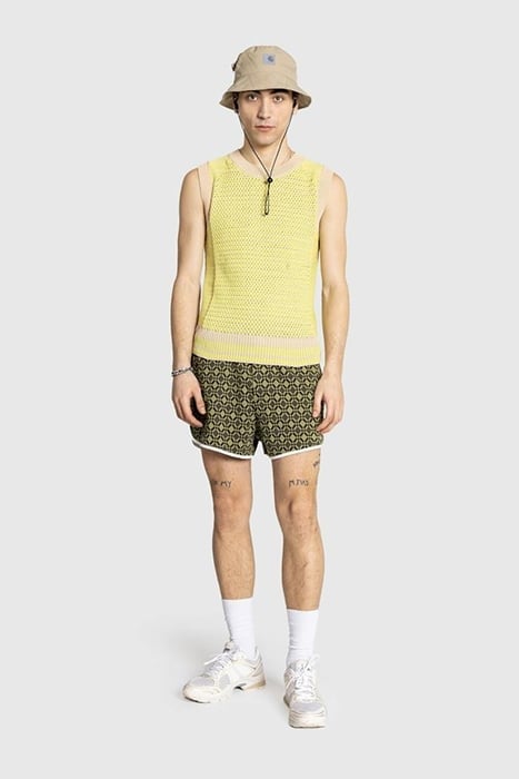 WALES BONNER – UNITY SWEATER VEST LIME/BEIGE 2