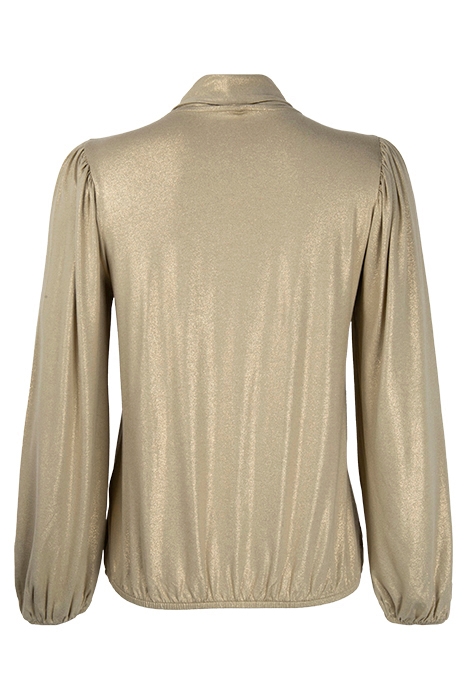 TOP BALLOON SLEEVE METALLIC COATED JERSEY GREEN LENTIL 2